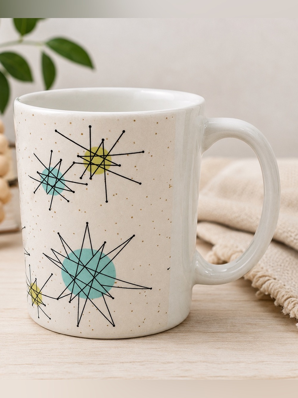 Zazzle Mid Century Modern Atomic Starburst 16 oz Ceramic Coffee Mug MCM Retro